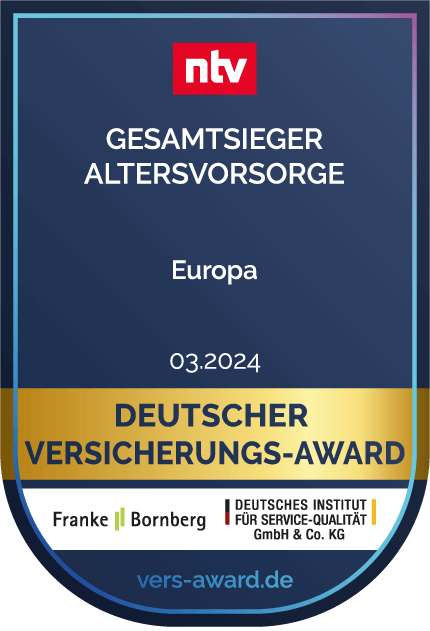 Deutscher Versicherungs-Award 2024: EUROPA ist Gesamtsieger im Bereich Altersvorsorge.
